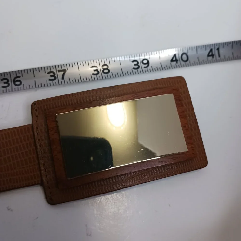 Chico's Vintage Women's Belt Size S Brown Leather Gold Buckle
